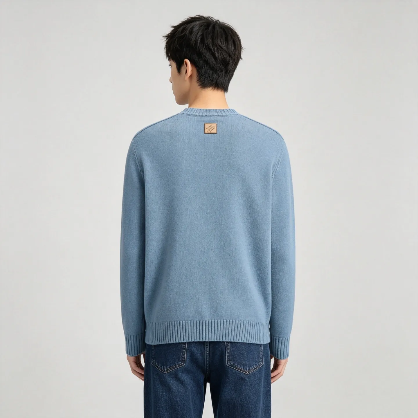 Louis Vuitton/Louis Vuitton solid color back collar leather label knitted sweater